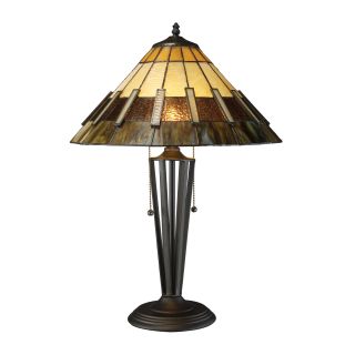 Porterdale 2 light Tiffany Style Bronze Table Lamp