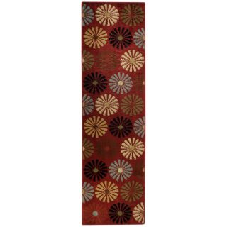 Floral Lake Red Contemporary Area Rug (111 X 611 Runner)