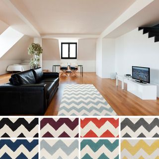 Hand tufted Missy Chevron Wool Area Rug (76 X 96)