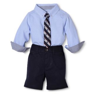 G Cutee Newborn Boys 3 Piece Shirtzie, Short and Neck Tie Set   Nautical Blue