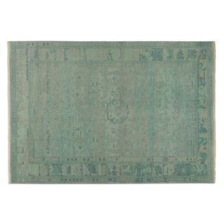 Hand knotted Ismir Green Wool Area Rug (6 X 9)