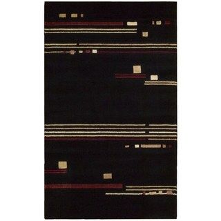 Nourison Parallels Black Abstract Rug (23 X 39)