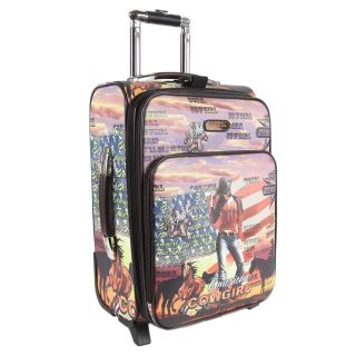 Nicole Lee Cowgirl Flag Print 20 inch Expandable Rolling Carry on
