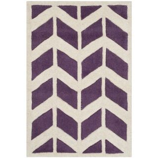 Safavieh Handmade Moroccan Chatham Purple/ Ivory Wool Rug (2 X 3)