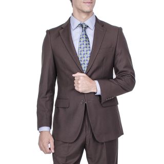 Mens Modern Fit Brown 2 button Suit With Pleated Pants