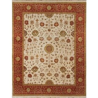 Hand knotted Ziegler Beige Rust Vegetable Dyes Wool Rug (8 X 10)