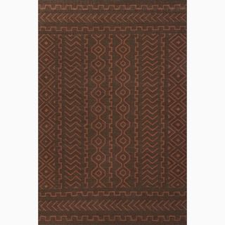 Handmade Tribal Pattern Brown/ Red Wool Rug (36 X 56)