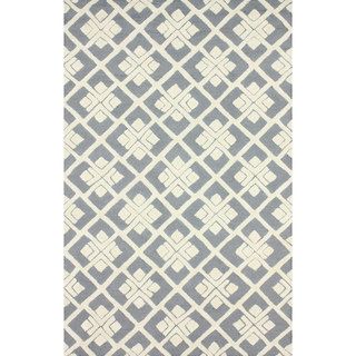 Nuloom Handmade Squares Grey New Zealand Wool Rug (5 X 8)