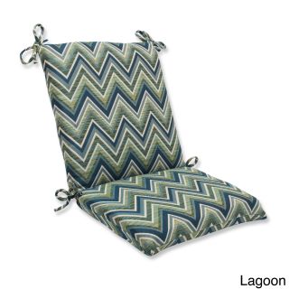Pillow Perfect Squared Corners Chair Cushion With Sunbrella Chevron Fabric