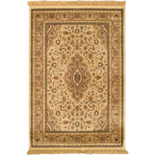 Nain Kashmir Cream Medallion Corners Area Rug (52 X 77)