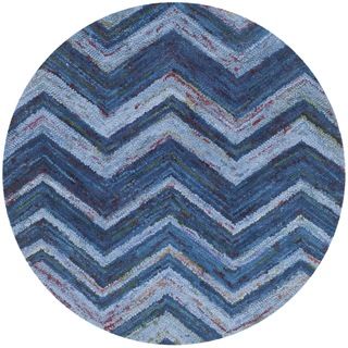 Safavieh Handmade Nantucket Blue/ Multi Cotton Rug (4 Round)