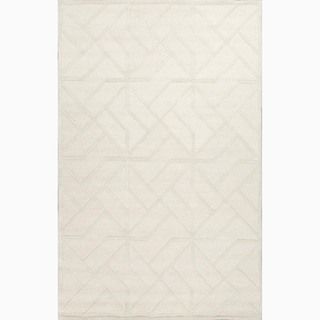 Hand made Ivory/ White Wool Textured Rug (5x8)