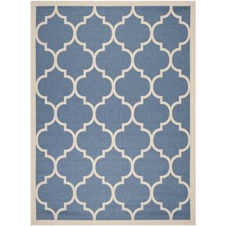 Safavieh Indoor/ Outdoor Courtyard Trellis pattern Blue/ Beige Rug (53 X 77)