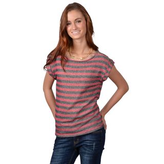 Journee Collection Journee Collection Womens Striped Zipper Shoulder Detail Top Red Size S (4  6)