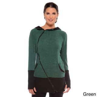 Na Anatomie Womens Shelley Hooded Asymmetrical Zip Sweater Green Size S (4  6)