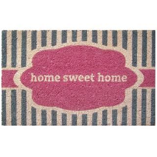 Home Sweet Home Pink Non slip Coir Doormat