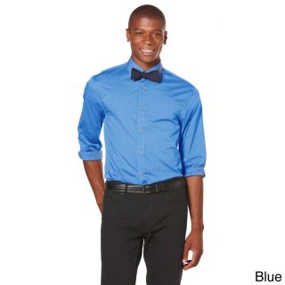 Perry Ellis Perry Ellis Mens Slim Fit Iridescent Woven Dress Shirt Blue Size S