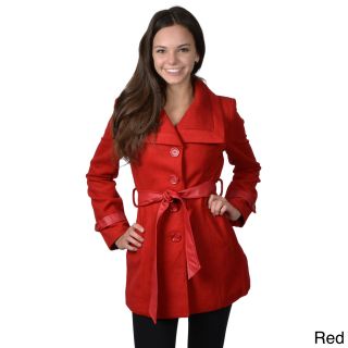 Journee Collection Journee Collection Juniors Belted Button up Coat Red Size M (5  7)