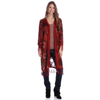 Hand made Embroidered Red Velvet And Silk Shawl Jacket