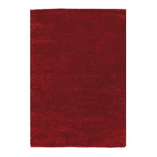 Handwoven Fine Red Polyester Shaggy Rug (6 X 9)
