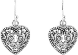 Barse Beaded Scroll Sterling Heart Earrings EARR136SS