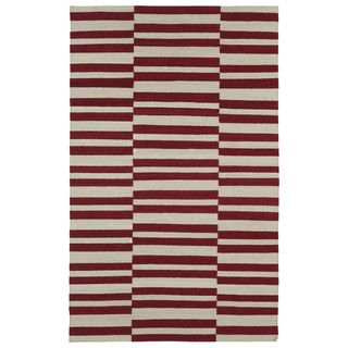 Flatweave Tribeca Red Stripes Wool Rug (8 X 10)