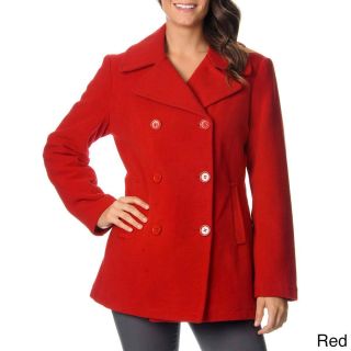Excelled Excelled Womens Double Breasted Pea Coat Red Size S (4  6)