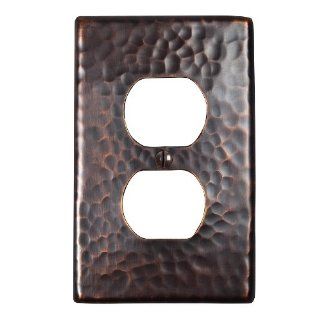 The Copper Factory CF122AN Solid Hammered Copper Single Duplex Receptacle Plate, Antique Copper Finish   Switch Plates  