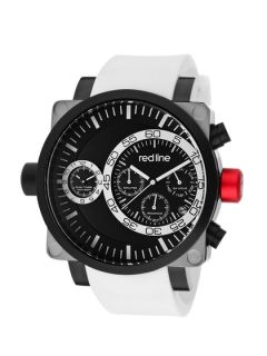 Mens Dual Timer White Silicone Strap Watch by Red Line