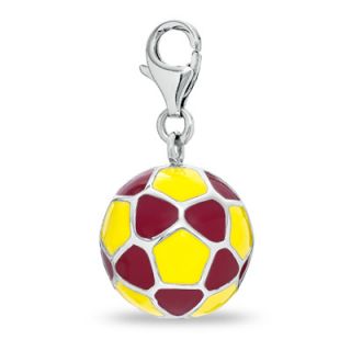 Red and Yellow World Championship Soccer Ball Charm in Sterling Silver
