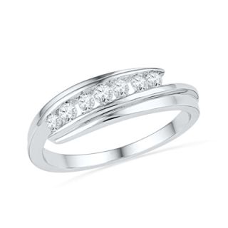 ct t w diamond seven stone bypass ring in 10k white gold $ 429 00 10