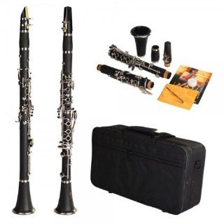 Usongs Elegant Clarinet Nickel Plating Bakelite 17 Key B Flat Tone Black With Set Kit Case Bag Cloth Screwdriver Musical Instruments
