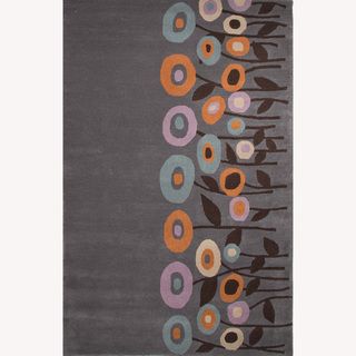 Hand tufted Abstract Pattern Gray/black Wool Rug (5x8)