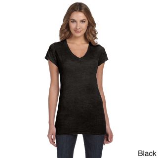 Alternative Alternative Womens Diane V neck Burnout T shirt Black Size L (12  14)