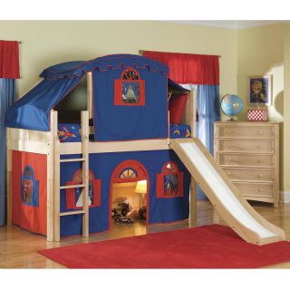 Bolton Furniture Natural Low loft Twin Playhouse Bed With Slide And Ladder Neutral Size Twin