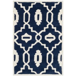 Safavieh Handmade Moroccan Chatham Dark Blue/ Ivory Wool Indoor Rug (2 X 3)