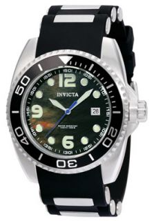 Invicta 0492  Watches,Mens Pro Diver Black Mother Of Pearl Dial Black Polyurethane, Casual Invicta Quartz Watches