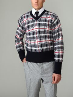 Tartan V Neck Sweater by Black Fleece