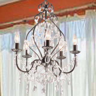 Bethany 5 light Iron And Crystal Candle Chandelier