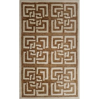Safavieh Handmade Precious Geometric Camel Polyester/ Wool Rug (3 X 5)
