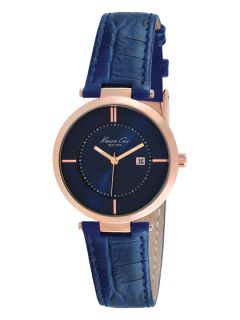 Womens Rose Gold & Blue Leather Watch by Kenneth Cole Watches
