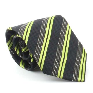 Ferrecci Mens Black/ Green Lines Necktie And Cuff Links Boxed Set