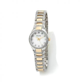 Bulova Ladies' Crystal Collection Mother of Pearl Dial 2 Tone Crystal Encrusted