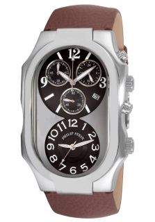 Philip Stein 3GCRBCBR  Watches,Mens Black Chronograph Dial Brown Leather Strap, Chronograph Philip Stein Quartz Watches
