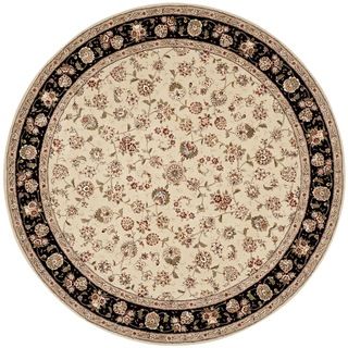 Safavieh Handmade Persian Court Beige/ Black Wool/ Silk Rug (8 Round)