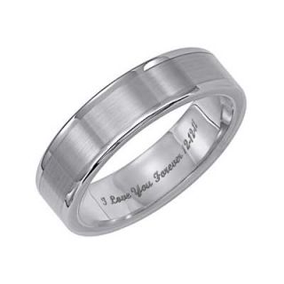 Triton Mens 6.0mm Engraved Comfort Fit Tungsten Carbide Wedding Band