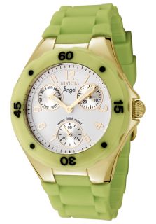 Invicta 0709  Watches,Womens Angel White Dial Lime Green Silicon, Casual Invicta Quartz Watches