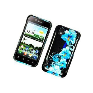 LG Marquee LS855 LG855 Ignite 855 Majestic US855 L85C Black Blue Flowers Glossy Cover Case Cell Phones & Accessories