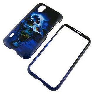 Blue Skull Protector Case for LG Marquee LS855 Cell Phones & Accessories