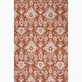 Hand made Tribal Pattern Red/ Ivory Wool Rug (5x8)